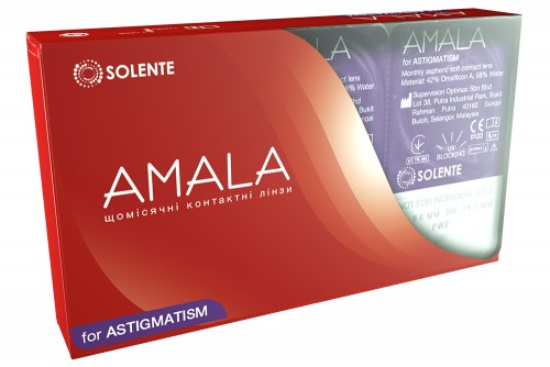 Гідрогелеві торичні контактні лінзи щомісячної заміни Solente Amala for Astigmatism