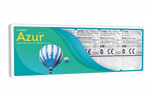 Гідрогелеві контактні лінзи щоденної заміни Solente Azur WET 1-Day